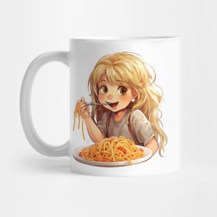 Cute Girl Eating Spaghetti Mug